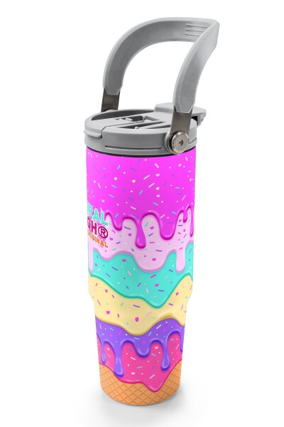 Coral High Dondurma Desenli Pipetli ve Direkt İçim Çelik Termos 900 ml 38741 - 4