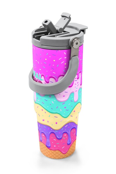 Coral High Dondurma Desenli Pipetli ve Direkt İçim Çelik Termos 900 ml 38741 - 2