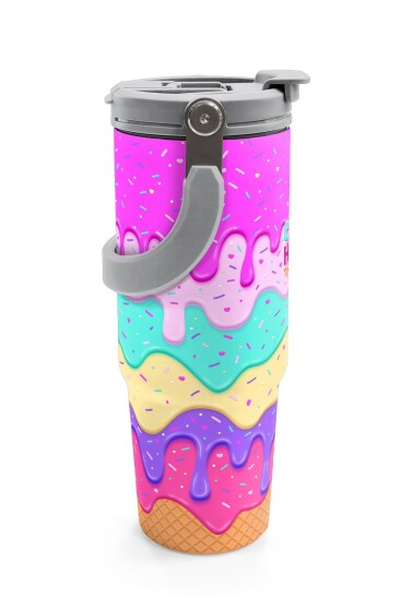 Coral High Dondurma Desenli Pipetli ve Direkt İçim Çelik Termos 900 ml 38741 - 6