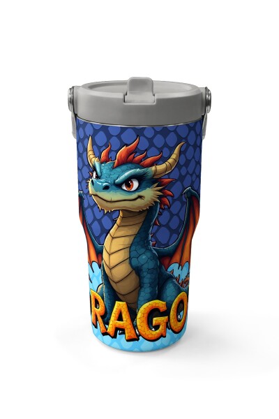 Coral High Dragon Desenli Katlanır Ağızlıklı Çelik Termos 600 ml 38903 - 2
