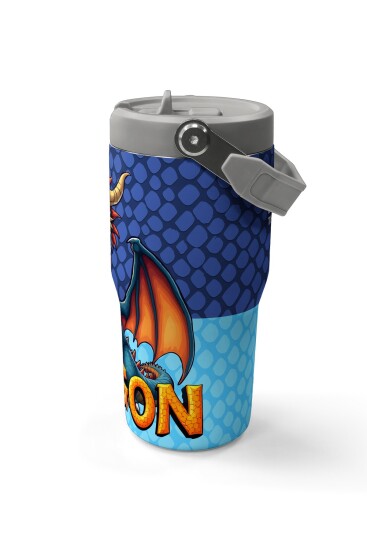 Coral High Dragon Desenli Katlanır Ağızlıklı Çelik Termos 600 ml 38903 - 6