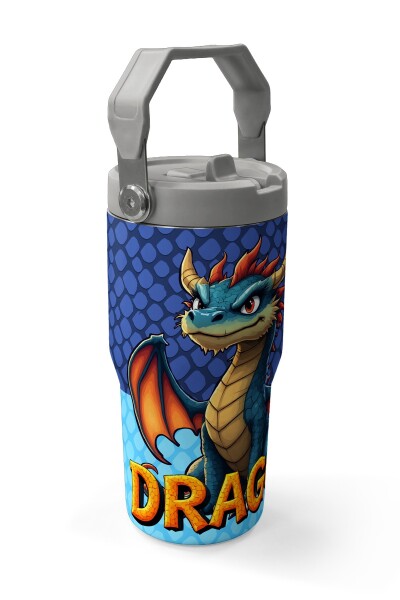 Coral High Dragon Desenli Katlanır Ağızlıklı Çelik Termos 600 ml 38903 - 3