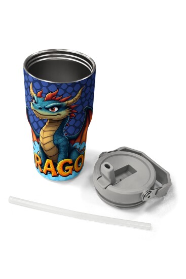 Coral High Dragon Desenli Katlanır Ağızlıklı Çelik Termos 600 ml 38903 - 7