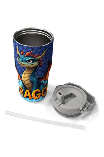 Coral High Dragon Desenli Katlanır Ağızlıklı Çelik Termos 600 ml 38903 - 7