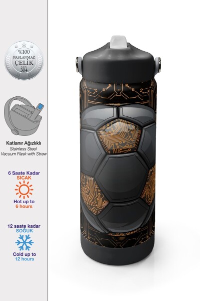 Coral High Futbol Desenli Katlanır Ağızlıklı Çelik Termos 650 ml 38317 - 1