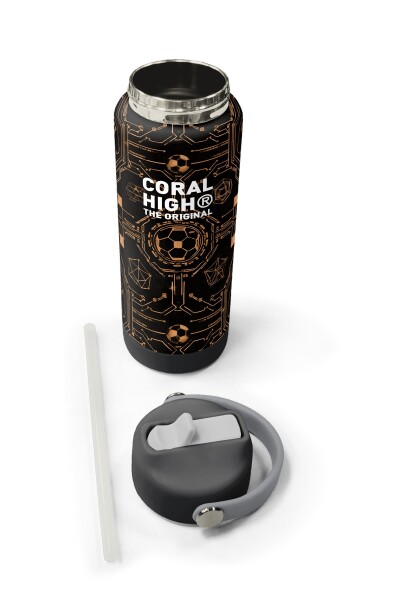 Coral High Futbol Desenli Katlanır Ağızlıklı Çelik Termos 650 ml 38317 - 5