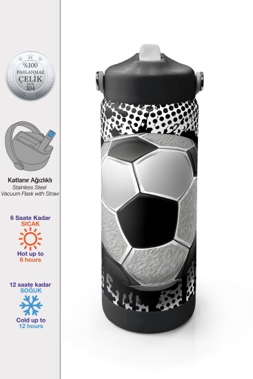 Coral High Futbol Desenli Katlanır Ağızlıklı Çelik Termos 650 ml 38390 