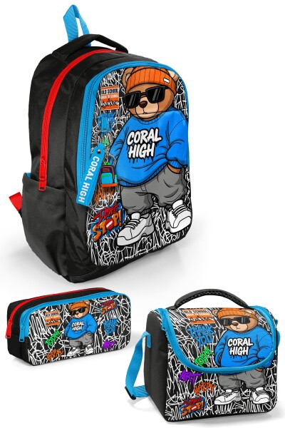 Coral High Grafiti Ayıcık Desenli 3’lü Okul Çanta Seti SET0133250 - 1
