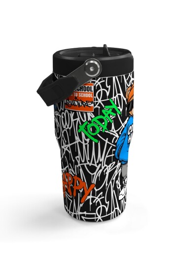 Coral High Grafiti Ayıcık Desenli Katlanır Ağızlıklı Çelik Termos 600 ml 38906 - 4