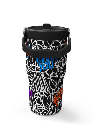 Coral High Grafiti Ayıcık Desenli Katlanır Ağızlıklı Çelik Termos 600 ml 38906 - 5