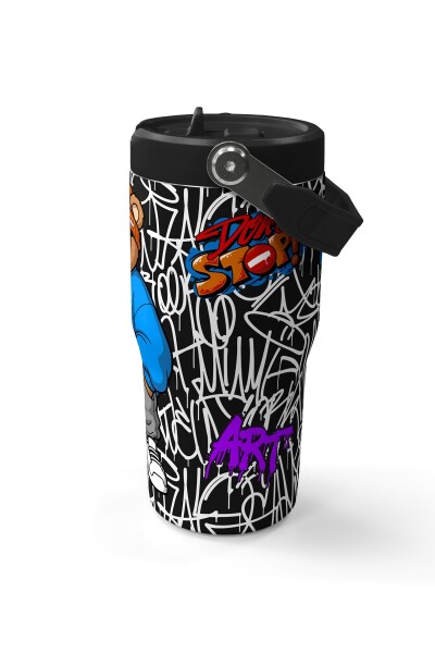 Coral High Grafiti Ayıcık Desenli Katlanır Ağızlıklı Çelik Termos 600 ml 38906 - 6