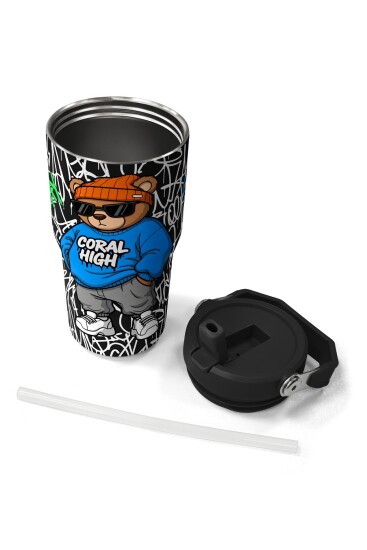 Coral High Grafiti Ayıcık Desenli Katlanır Ağızlıklı Çelik Termos 600 ml 38906 - 7
