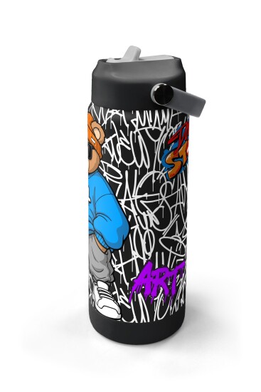 Coral High Grafiti Ayıcık Desenli Katlanır Ağızlıklı Çelik Termos 650 ml 38332 - 4