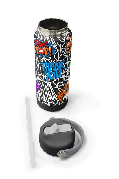 Coral High Grafiti Ayıcık Desenli Katlanır Ağızlıklı Çelik Termos 650 ml 38332 - 5