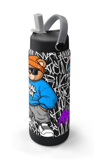 Coral High Grafiti Ayıcık Desenli Katlanır Ağızlıklı Çelik Termos 650 ml 38332 - 2