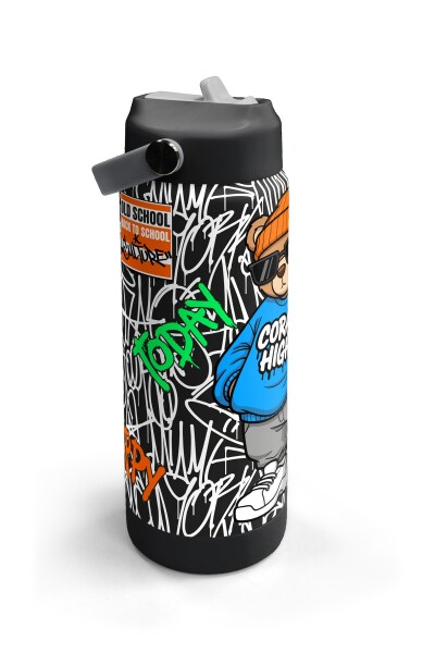 Coral High Grafiti Ayıcık Desenli Katlanır Ağızlıklı Çelik Termos 650 ml 38332 - 3