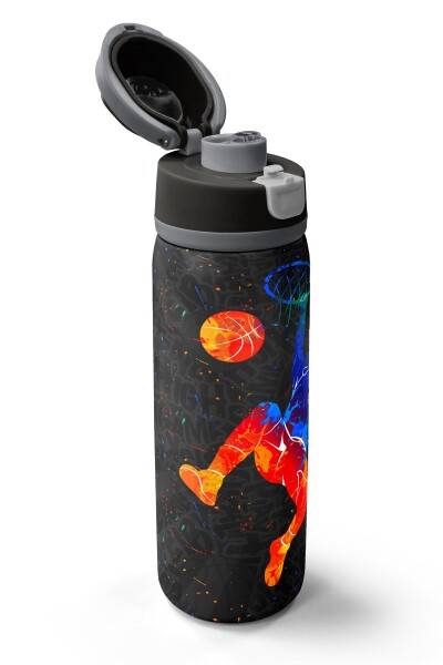 Coral High Gri Basketbol Desenli Pipetli ve Direkt İçim Çelik Termos 800 ml 38532 - 3