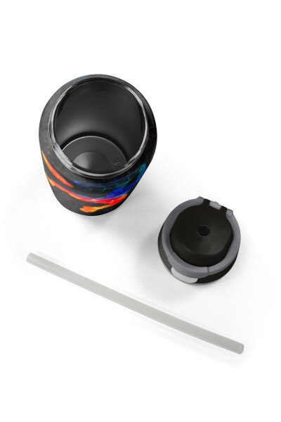 Coral High Gri Basketbol Desenli Pipetli ve Direkt İçim Çelik Termos 800 ml 38532 - 8