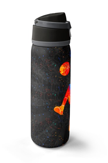Coral High Gri Basketbol Desenli Pipetli ve Direkt İçim Çelik Termos 800 ml 38532 - 4