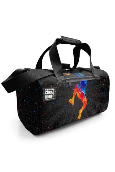 Coral High Gri Basketbol Desenli Spor Çantası 27527 - Coral High