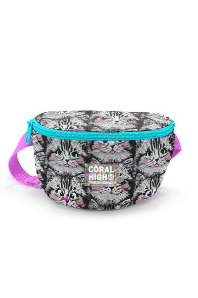 Coral High Gri Kedi Desenli Bel Çantası 11546 - 1