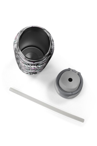 Coral High Gri Kedi Desenli Pipetli ve Direkt İçim Çelik Termos 800 ml 38527 - 8