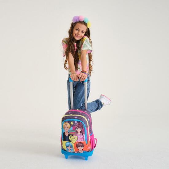 Coral High Gri Mavi Pembe Anime Desenli Çekçekli 3'lü Çanta Seti SET0123937 - 2