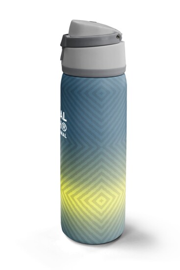 Coral High Gri Sarı Geometrik Desenli Pipetli ve Direkt İçim Çelik Termos 800 ml 38585 - 5