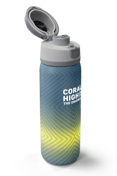 Coral High Gri Sarı Geometrik Desenli Pipetli ve Direkt İçim Çelik Termos 800 ml 38585 - 3