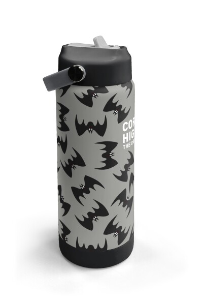 Coral High Gri Siyah Yarasa Desenli Katlanır Ağızlıklı Çelik Termos 650 ml 38326 - 3