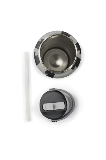 Coral High Gri Siyah Yarasa Desenli Katlanır Ağızlıklı Çelik Termos 650 ml 38326 - 6