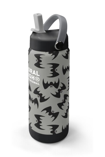 Coral High Gri Siyah Yarasa Desenli Katlanır Ağızlıklı Çelik Termos 650 ml 38326 - 2