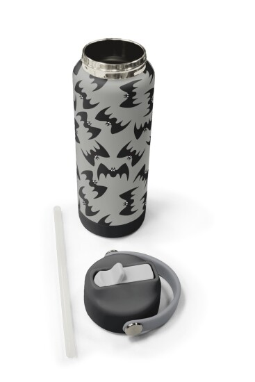 Coral High Gri Siyah Yarasa Desenli Katlanır Ağızlıklı Çelik Termos 650 ml 38326 - 5