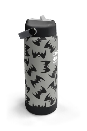 Coral High Gri Siyah Yarasa Desenli Katlanır Ağızlıklı Çelik Termos 650 ml 38326 - 3