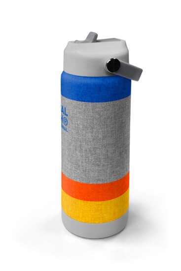 Coral High Gri Turuncu Çizgi Desenli Katlanır Ağızlıklı Çelik Termos 650 ml 38321 - 4