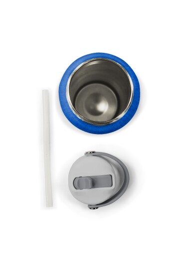 Coral High Gri Turuncu Çizgi Desenli Katlanır Ağızlıklı Çelik Termos 650 ml 38321 - 6