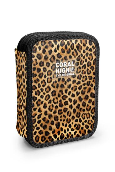 Coral High Kahverengi Leopar Desenli Çift Katlı Kalem Çanta 11147 