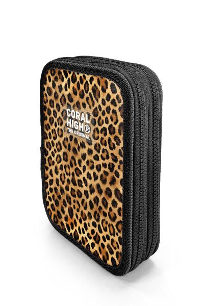 Coral High Kahverengi Leopar Desenli Çift Katlı Kalem Çanta 11147 - 2
