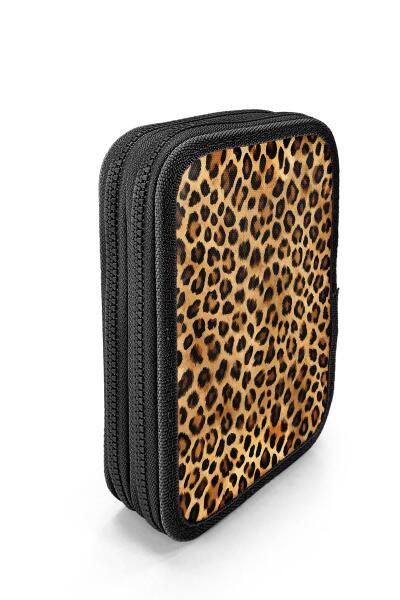 Coral High Kahverengi Leopar Desenli Çift Katlı Kalem Çanta 11147 - 3