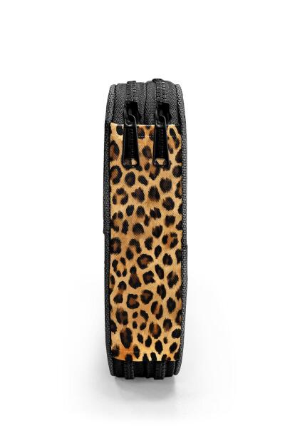 Coral High Kahverengi Leopar Desenli Çift Katlı Kalem Çanta 11147 - 8