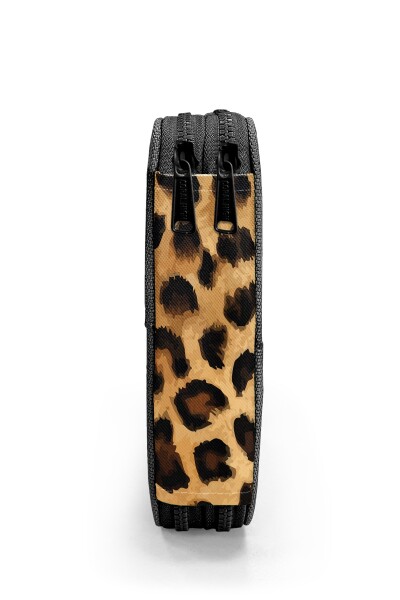 Coral High Kahverengi Leopar Desenli Çift Katlı Kalem Çanta 11147 - 8