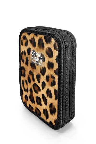 Coral High Kahverengi Leopar Desenli Çift Katlı Kalem Çanta 11147 - 3