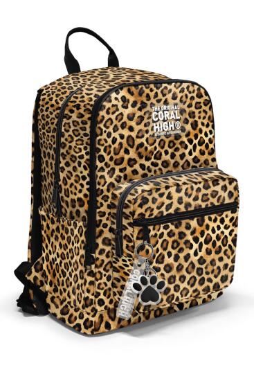 Coral High Kahverengi Leopar Desenli Okul Sırt Çantası 23681 - Coral High