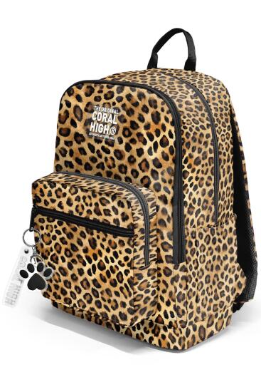 Coral High Kahverengi Leopar Desenli Okul Sırt Çantası 23681 - 7
