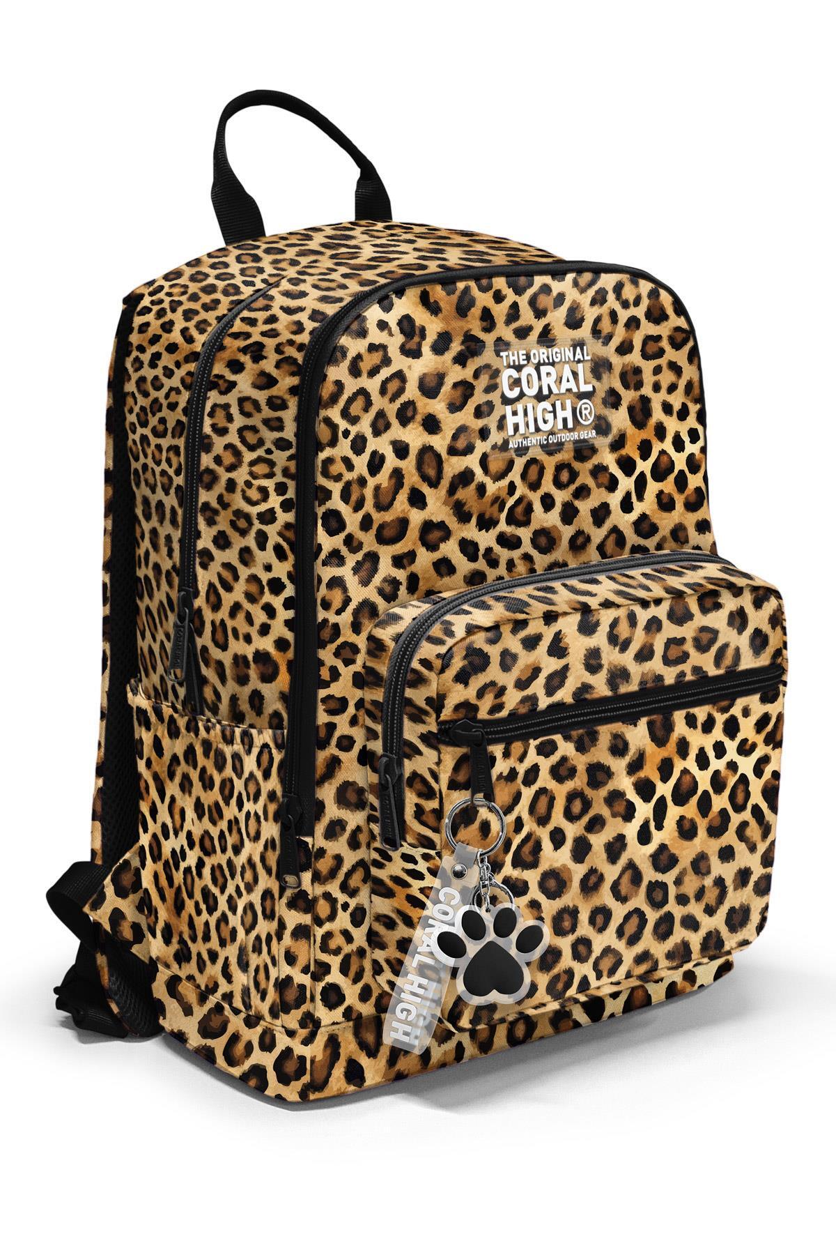 Coral High Kahverengi Leopar Desenli Okul Sırt Çantası 23681