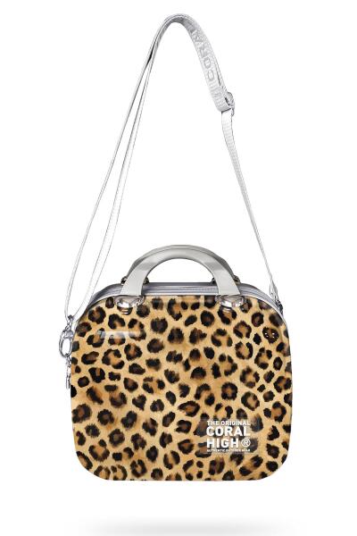 Coral High Kahverengi Leopar Desenli Omuz Askılı PC Makyaj Çantası 16844 - 3