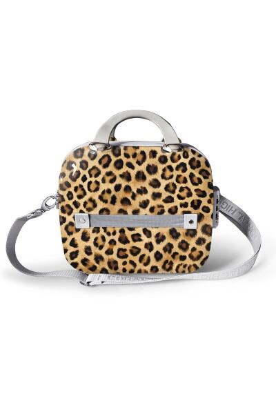 Coral High Kahverengi Leopar Desenli Omuz Askılı PC Makyaj Çantası 16844 - 5