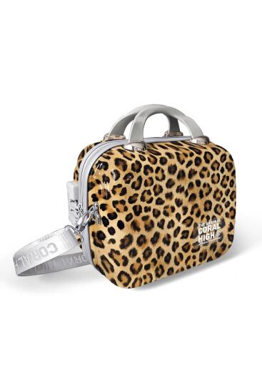 Coral High Kahverengi Leopar Desenli Omuz Askılı PC Makyaj Çantası 16844 
