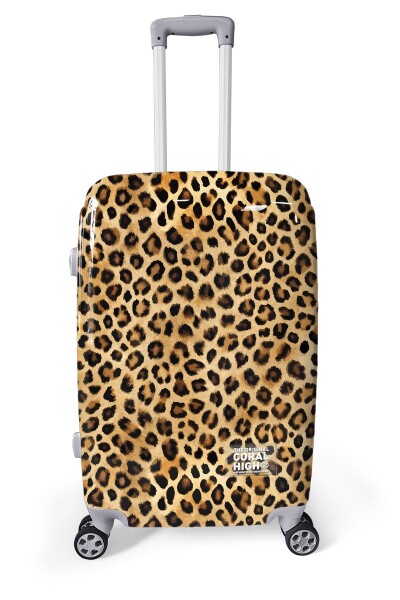 Coral High Kahverengi Leopar Desenli PC 3'lü Valiz Seti 16840 - 2