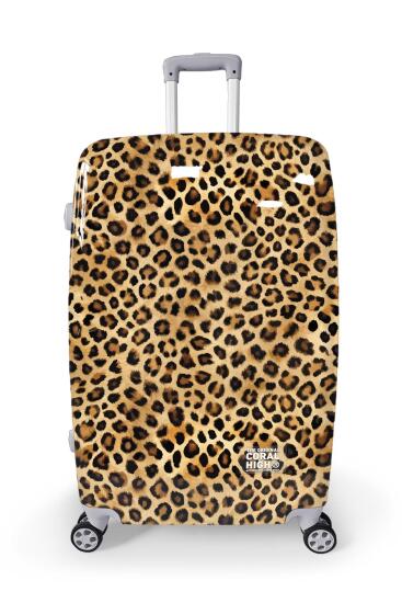 Coral High Kahverengi Leopar Desenli PC Büyük Boy Valiz (70cm) 16843 - Coral High